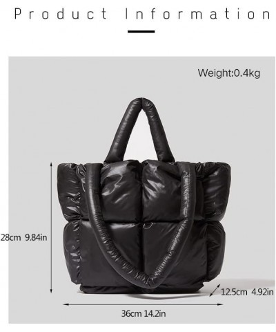 Large Puffer Tote Bag Winter Soft Puffer Down Padding Shoulder Bags Trendy Luxury Quilted Padded Handbags for Women Grey $29....