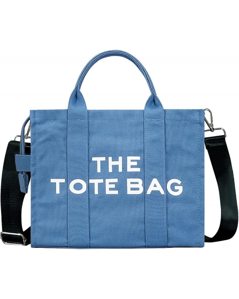 Canvas Tote Bags for Women Crossbody Bag Handbag Tote Women Handbag Purse with Zipper for Work, Travel A_blue $15.31 Totes