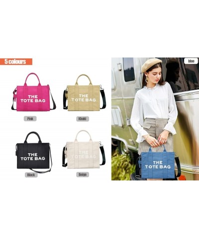 Canvas Tote Bags for Women Crossbody Bag Handbag Tote Women Handbag Purse with Zipper for Work, Travel A_blue $15.31 Totes