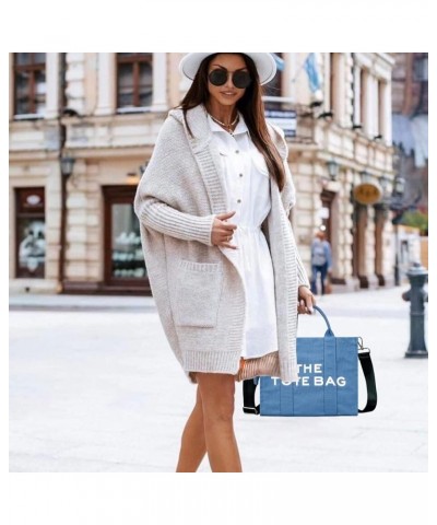 Canvas Tote Bags for Women Crossbody Bag Handbag Tote Women Handbag Purse with Zipper for Work, Travel A_blue $15.31 Totes