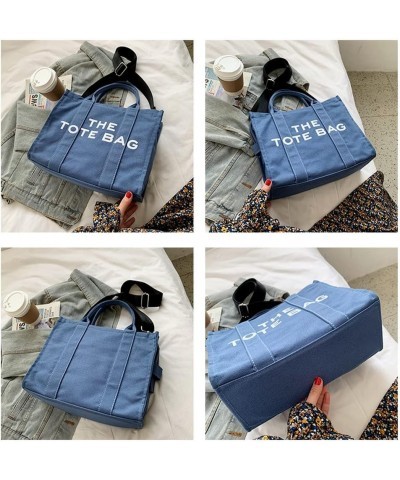 Canvas Tote Bags for Women Crossbody Bag Handbag Tote Women Handbag Purse with Zipper for Work, Travel A_blue $15.31 Totes