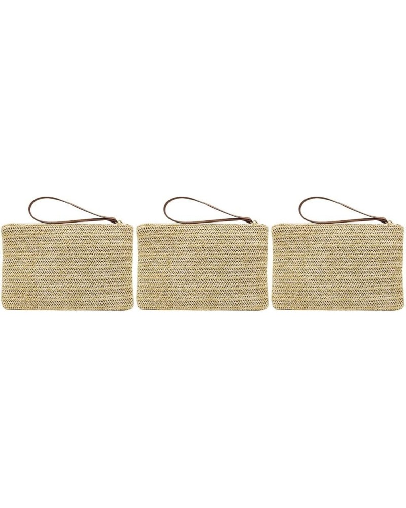 1pc Straw Clutch Purses Summer Beach Straw Zipper Clutch Bag Bohemian Wristlet for Women 3 $8.81 Totes