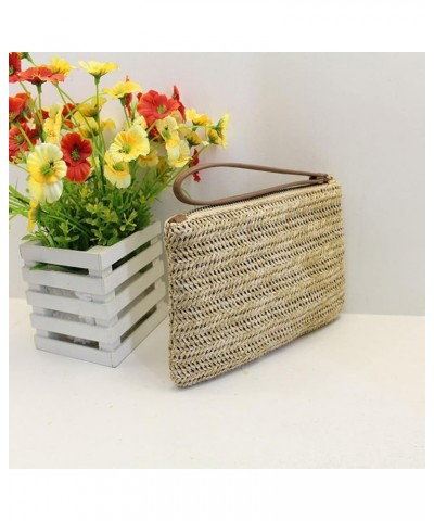 1pc Straw Clutch Purses Summer Beach Straw Zipper Clutch Bag Bohemian Wristlet for Women 3 $8.81 Totes