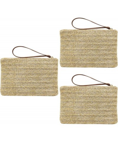 1pc Straw Clutch Purses Summer Beach Straw Zipper Clutch Bag Bohemian Wristlet for Women 3 $8.81 Totes