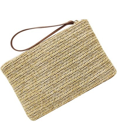 1pc Straw Clutch Purses Summer Beach Straw Zipper Clutch Bag Bohemian Wristlet for Women 3 $8.81 Totes