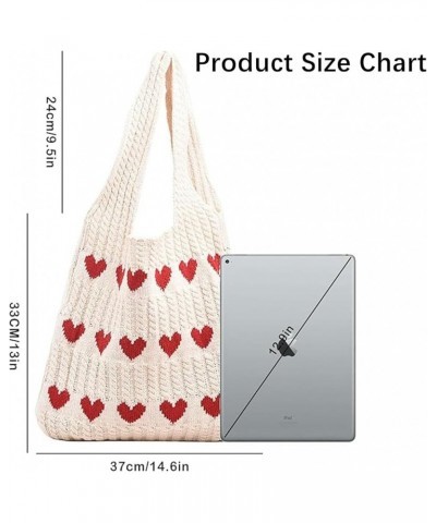 Women's Crochet Tote Bag,Hearts Pattern Knitted Shoulder Bag,Aesthetic Large Capacity Everyday Shopping Bag Purse Blue $11.39...