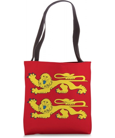 Normandy Flag, Yellow Lions, Men Women Red Tote Bag $13.26 Totes