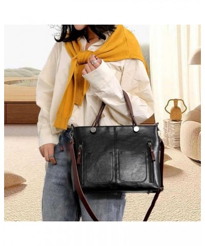 Crossbody Bags for Women Vintage Leather Shoulder Bag Large Capacity Bags With Adjustable Strap Multi Pocket Handbag Black $1...