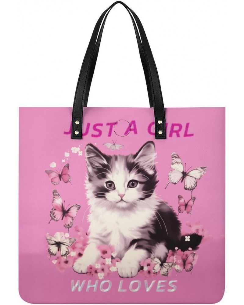 Cat Just A Girl Who Loves Handbag Large Capacity Top-Handle Bag Ladies Shoulder Totes $13.60 Totes