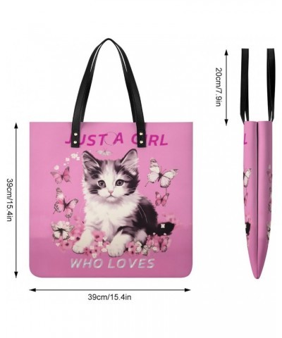 Cat Just A Girl Who Loves Handbag Large Capacity Top-Handle Bag Ladies Shoulder Totes $13.60 Totes