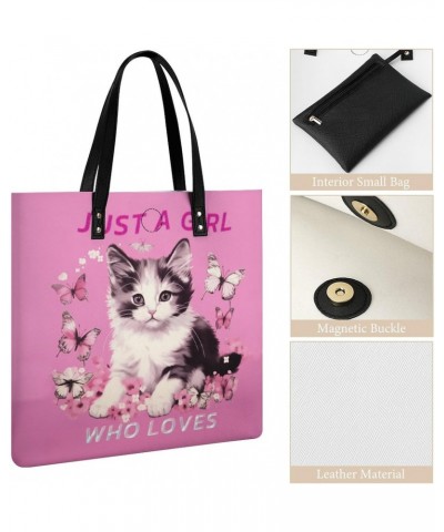 Cat Just A Girl Who Loves Handbag Large Capacity Top-Handle Bag Ladies Shoulder Totes $13.60 Totes