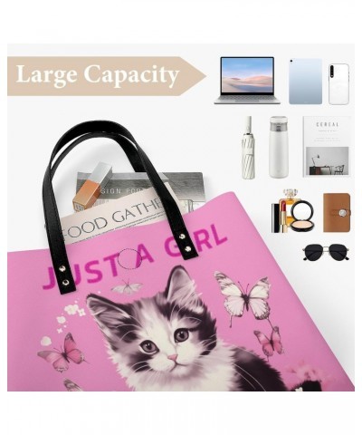 Cat Just A Girl Who Loves Handbag Large Capacity Top-Handle Bag Ladies Shoulder Totes $13.60 Totes