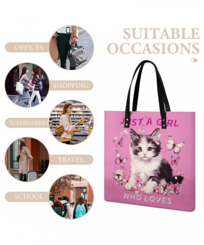 Cat Just A Girl Who Loves Handbag Large Capacity Top-Handle Bag Ladies Shoulder Totes $13.60 Totes