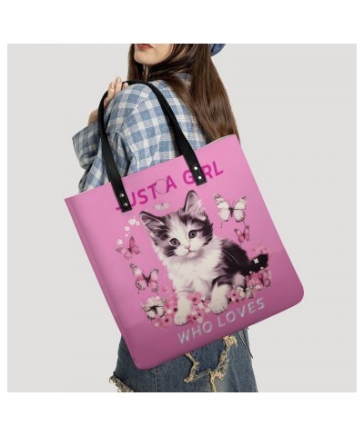 Cat Just A Girl Who Loves Handbag Large Capacity Top-Handle Bag Ladies Shoulder Totes $13.60 Totes