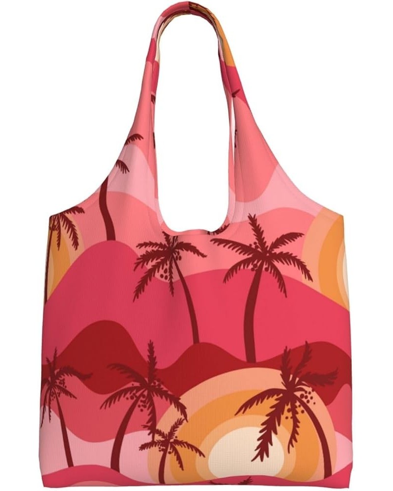 Palm Trees Single Shoulder Commuter Canvas Tote Bags For Women And Men Palm Trees 4 $12.31 Totes