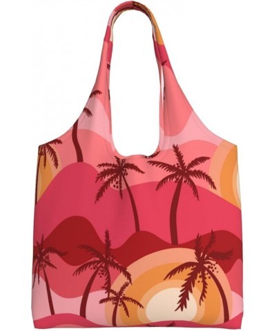 Palm Trees Single Shoulder Commuter Canvas Tote Bags For Women And Men Palm Trees 4 $12.31 Totes