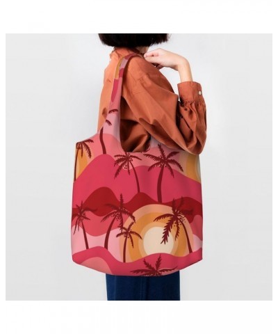 Palm Trees Single Shoulder Commuter Canvas Tote Bags For Women And Men Palm Trees 4 $12.31 Totes