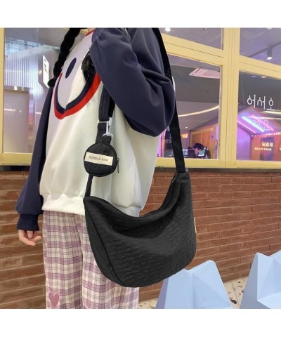 Aesthetic Crossbody Purses for Women Preppy Bag Clean Girl Aesthetic Tote Bag with Coin Purse Cute Tote Bag Black $11.76 Totes