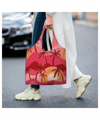 Palm Trees Single Shoulder Commuter Canvas Tote Bags For Women And Men Palm Trees 4 $12.31 Totes