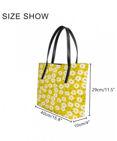 Women's Handbag,PU Leather Large Capacity Work Bag,Travel Single Shoulder Bag Fashion Daisy Chamomile $20.24 Shoulder Bags