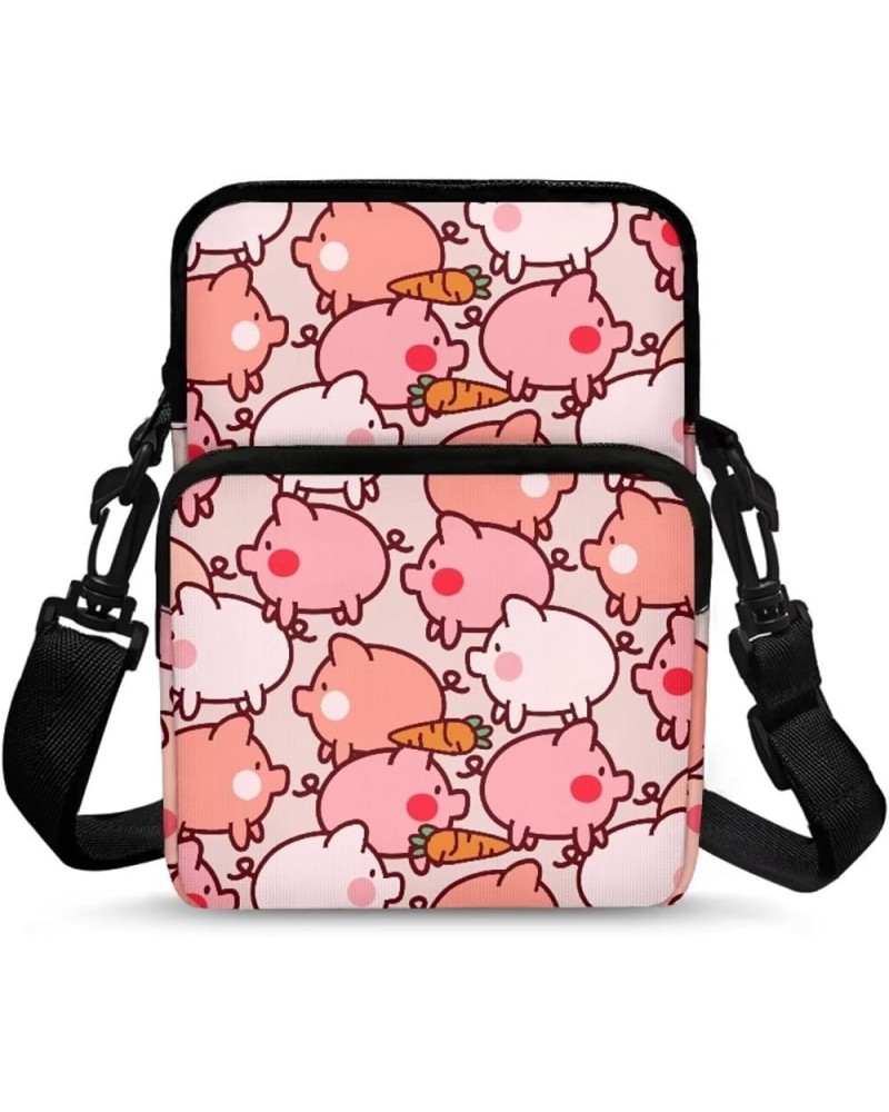 Small Crossbody Bag Travel Tote Double Shoulder Bags Mini Cell Phone Pouch for Men Women Kids Pigs $13.25 Crossbody Bags