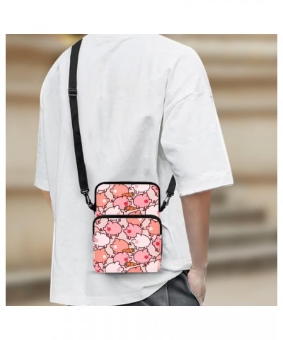 Small Crossbody Bag Travel Tote Double Shoulder Bags Mini Cell Phone Pouch for Men Women Kids Pigs $13.25 Crossbody Bags