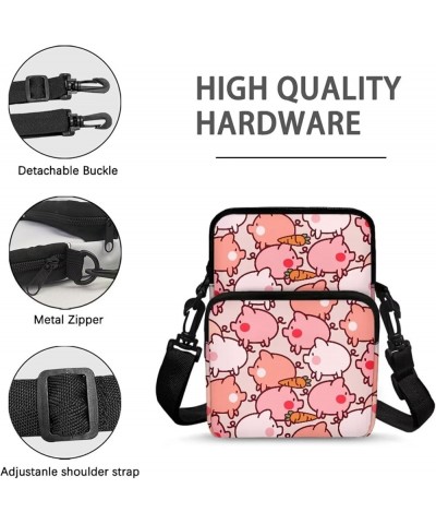 Small Crossbody Bag Travel Tote Double Shoulder Bags Mini Cell Phone Pouch for Men Women Kids Pigs $13.25 Crossbody Bags