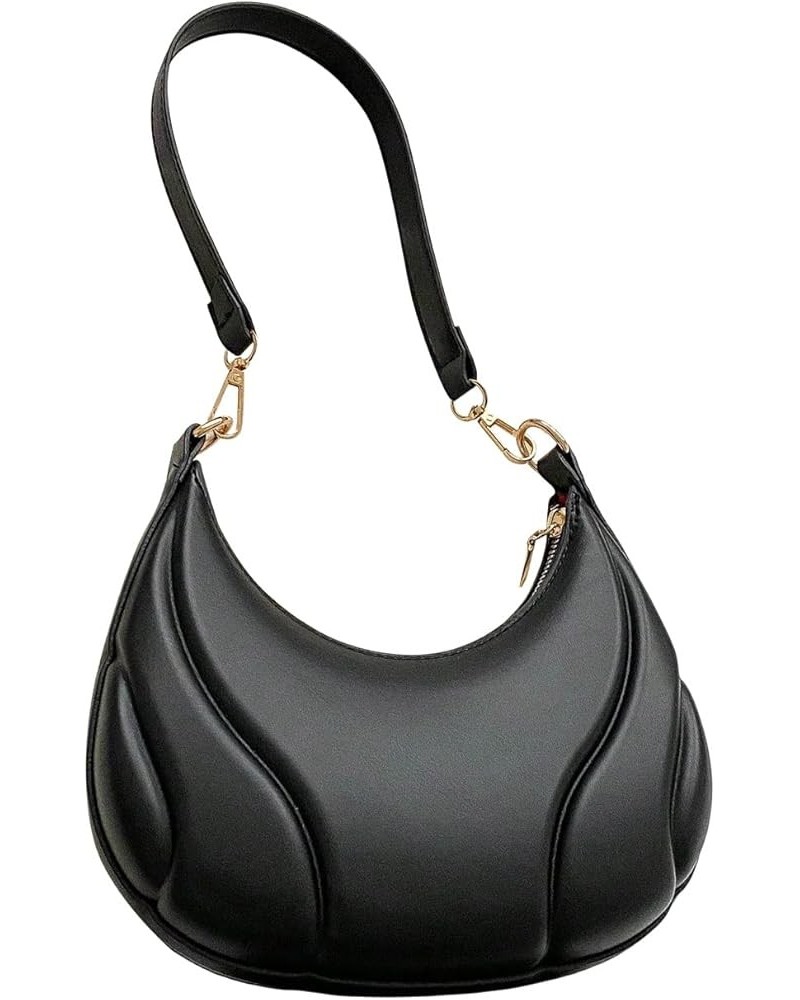 Women's Casual PU Leather Small Shoulder Bag Zip Top Solid Hobo Bag with Removable Strap Black $14.24 Shoulder Bags