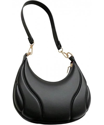 Women's Casual PU Leather Small Shoulder Bag Zip Top Solid Hobo Bag with Removable Strap Black $14.24 Shoulder Bags