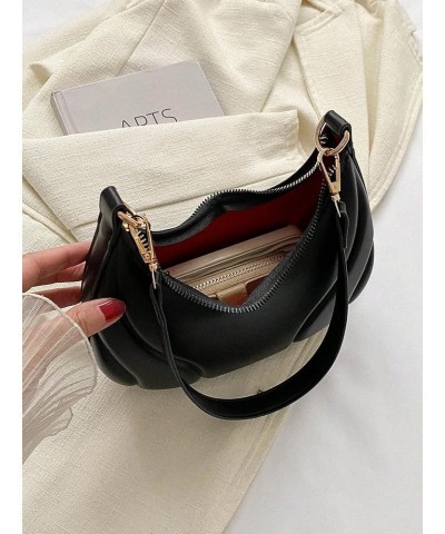 Women's Casual PU Leather Small Shoulder Bag Zip Top Solid Hobo Bag with Removable Strap Black $14.24 Shoulder Bags