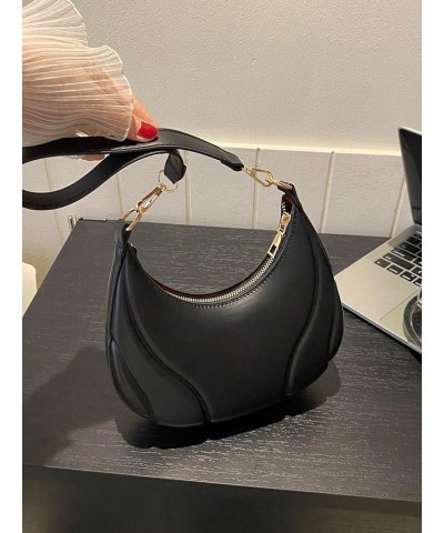 Women's Casual PU Leather Small Shoulder Bag Zip Top Solid Hobo Bag with Removable Strap Black $14.24 Shoulder Bags