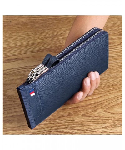 Men's Wallet Fashion Design Long Wallet Mobile Phone Credit Card Wallet Clutch (Color : Skin) Blue $48.07 Wallets