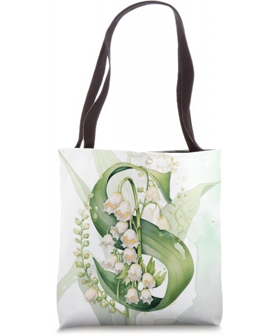 Lovely Lily of The Valley Initial Letter S May Birthday Tote Bag $12.00 Totes