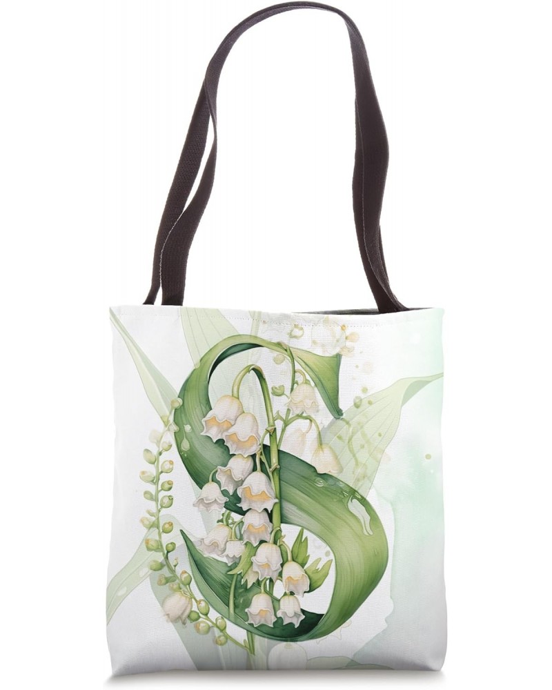 Lovely Lily of The Valley Initial Letter S May Birthday Tote Bag $12.00 Totes