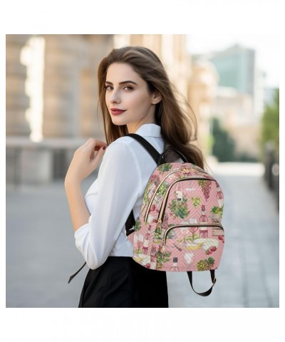 Watercolor Wooden Box Of Bottle Red and White Grapes Casual Fashion Polyester Travel Rucksack Shoulder Bag Color Medium $17.7...