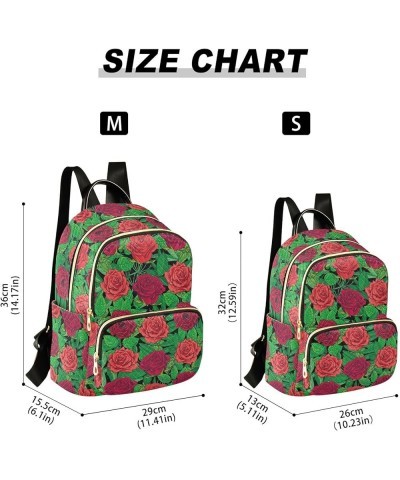 Red Roses and Leaves Women's Backpack Purse Causal Daypack Work Travel College Business Trip Bag Shoulder Bag Small $15.99 Ba...