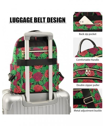 Red Roses and Leaves Women's Backpack Purse Causal Daypack Work Travel College Business Trip Bag Shoulder Bag Small $15.99 Ba...