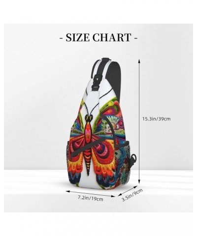 Girl Dance Butterfly Crossbody Bag Chest Shoulder Bag Small Casual Backpack Suitable For Women Men Hiking Embroidery Colorful...