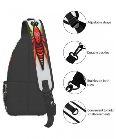 Girl Dance Butterfly Crossbody Bag Chest Shoulder Bag Small Casual Backpack Suitable For Women Men Hiking Embroidery Colorful...