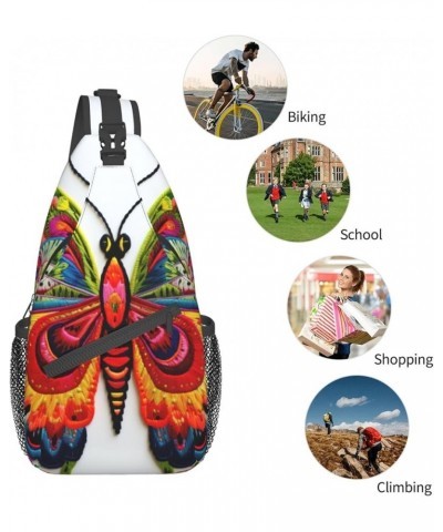 Girl Dance Butterfly Crossbody Bag Chest Shoulder Bag Small Casual Backpack Suitable For Women Men Hiking Embroidery Colorful...