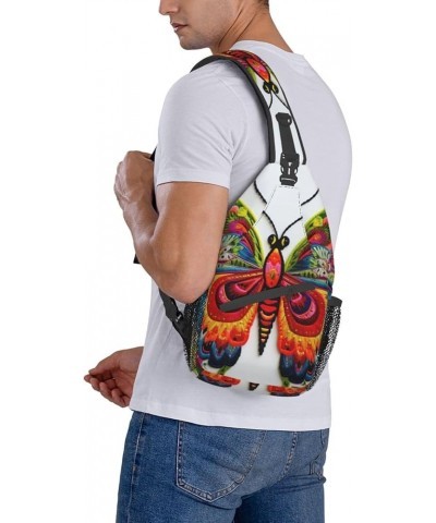 Girl Dance Butterfly Crossbody Bag Chest Shoulder Bag Small Casual Backpack Suitable For Women Men Hiking Embroidery Colorful...