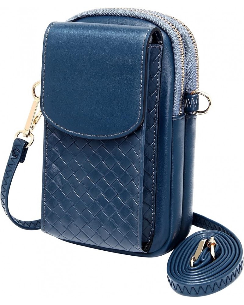 Small Crossbody Phone Bags for Women with Card Slots, Cellphone Purse Wallet for Travel Shopping F - Dark Blue Woven $14.03 C...