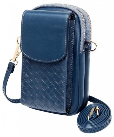 Small Crossbody Phone Bags for Women with Card Slots, Cellphone Purse Wallet for Travel Shopping F - Dark Blue Woven $14.03 C...