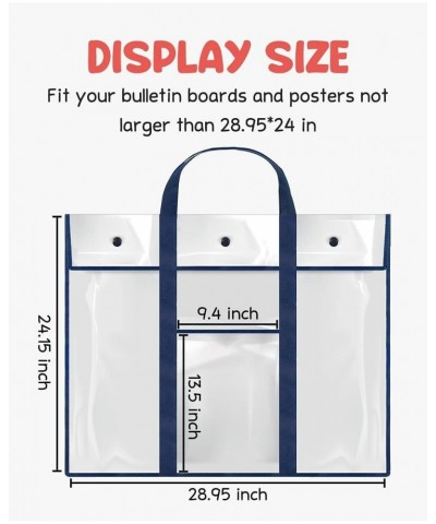 Large PVC Poster Storage Bags Bulletin Board Storage Art Portfolio Organizer with Pocket for Classrooms Teachers, 10 Pack, Ar...