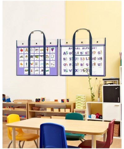 Large PVC Poster Storage Bags Bulletin Board Storage Art Portfolio Organizer with Pocket for Classrooms Teachers, 10 Pack, Ar...