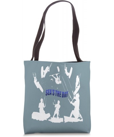 Kitesurfer Pattern White Silhouette Seas The Day Fun Pun 2 Tote Bag $10.34 Totes