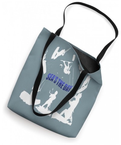 Kitesurfer Pattern White Silhouette Seas The Day Fun Pun 2 Tote Bag $10.34 Totes