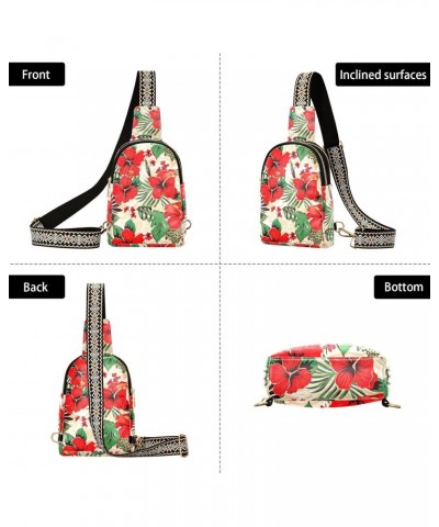 Sling Bag for Women Tropical Hibiscus Flower Pattern Crossbody Bag Small Chest Bag Shoulder Bag Cell Phone Purse for Casual T...