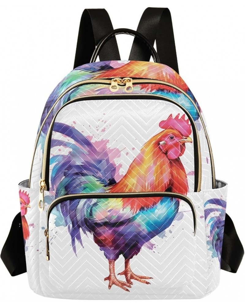 Small Backpack for Women Travel Bag Watercolor Chicken Hen Rooster Daypack Purse Fashion Shoulder Bag Rucksack Medium B1036 $...