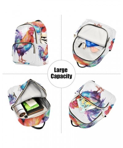 Small Backpack for Women Travel Bag Watercolor Chicken Hen Rooster Daypack Purse Fashion Shoulder Bag Rucksack Medium B1036 $...